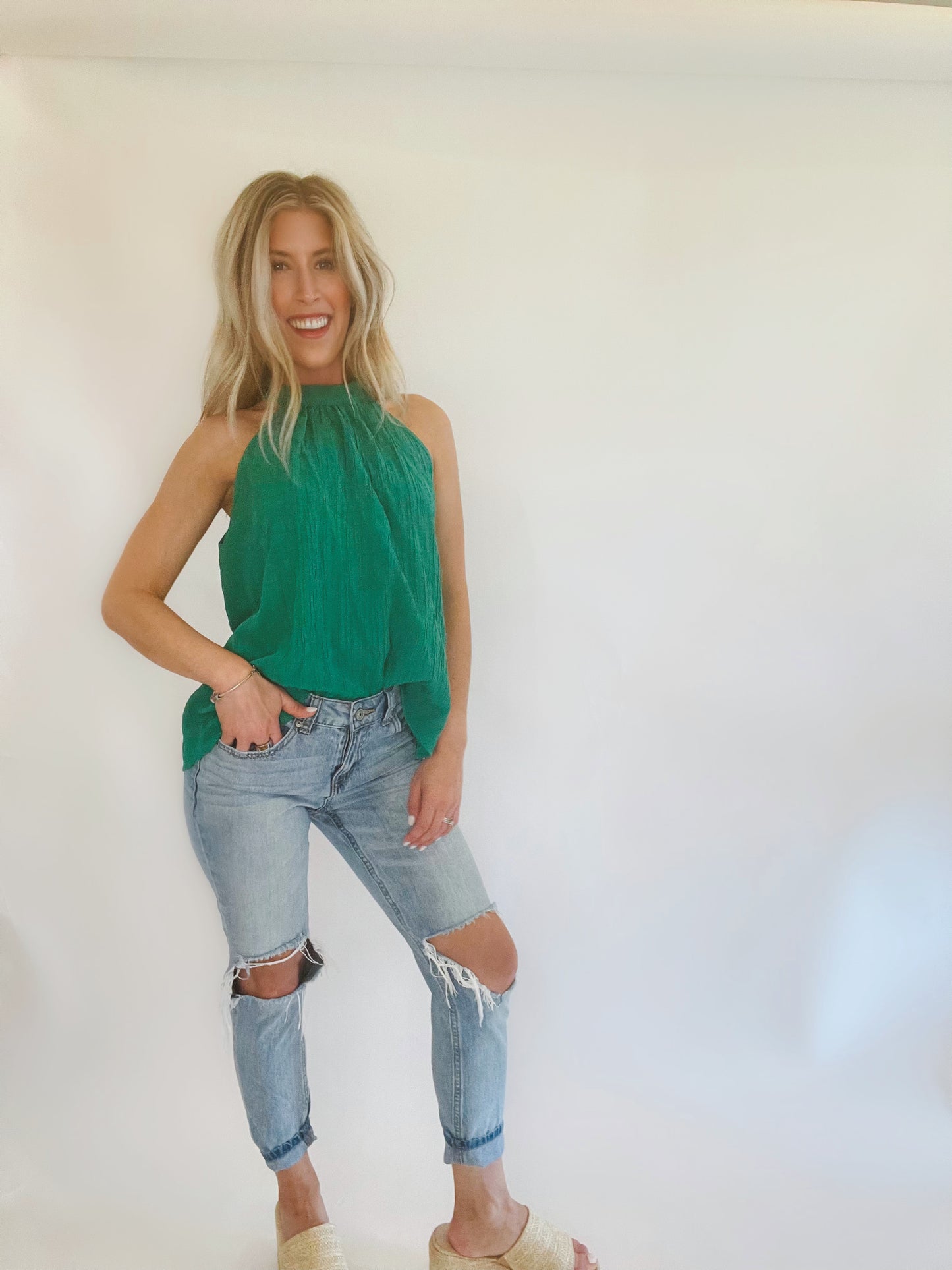 Meadow green halter top