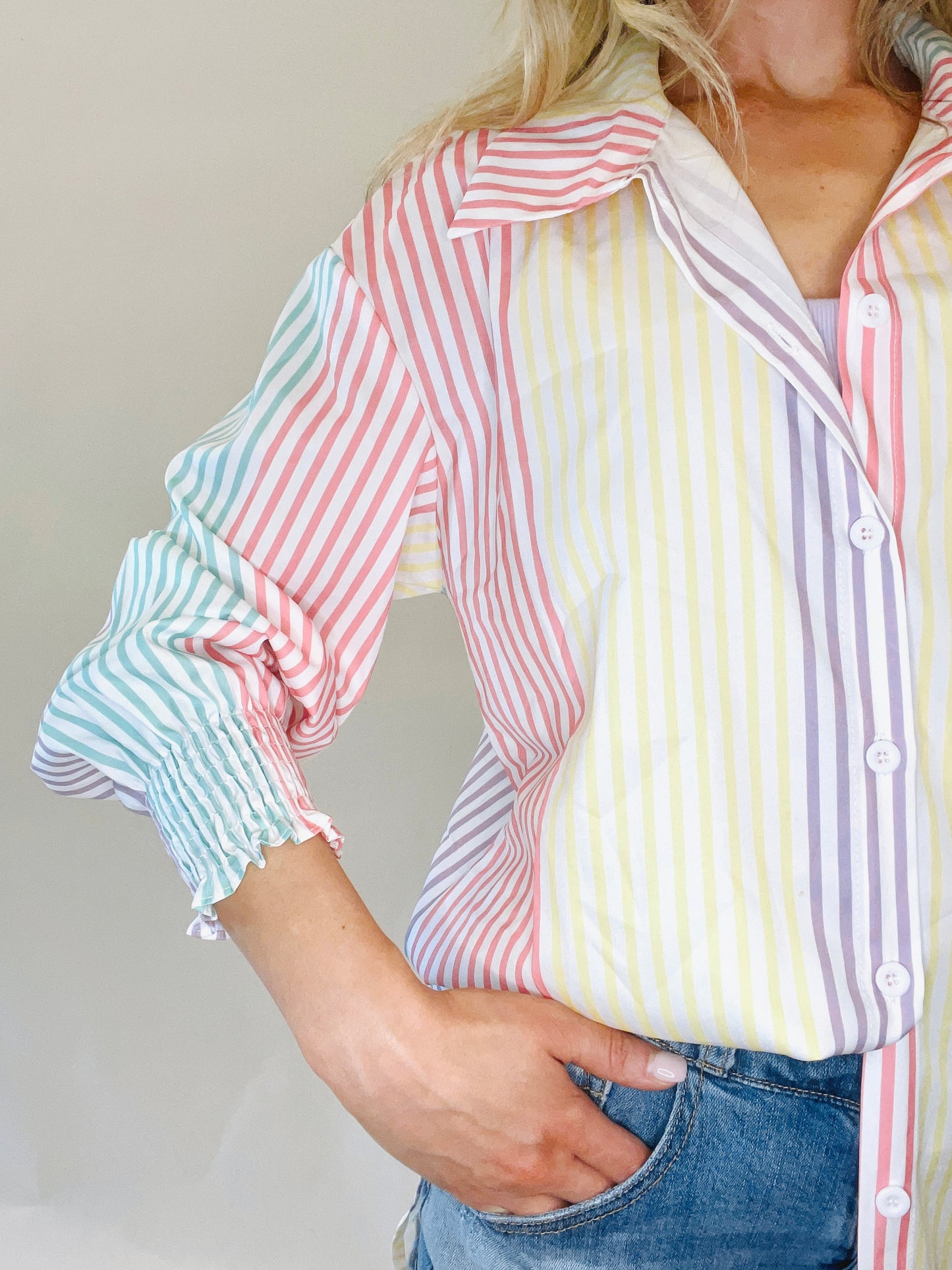 Over the rainbow oversized button down