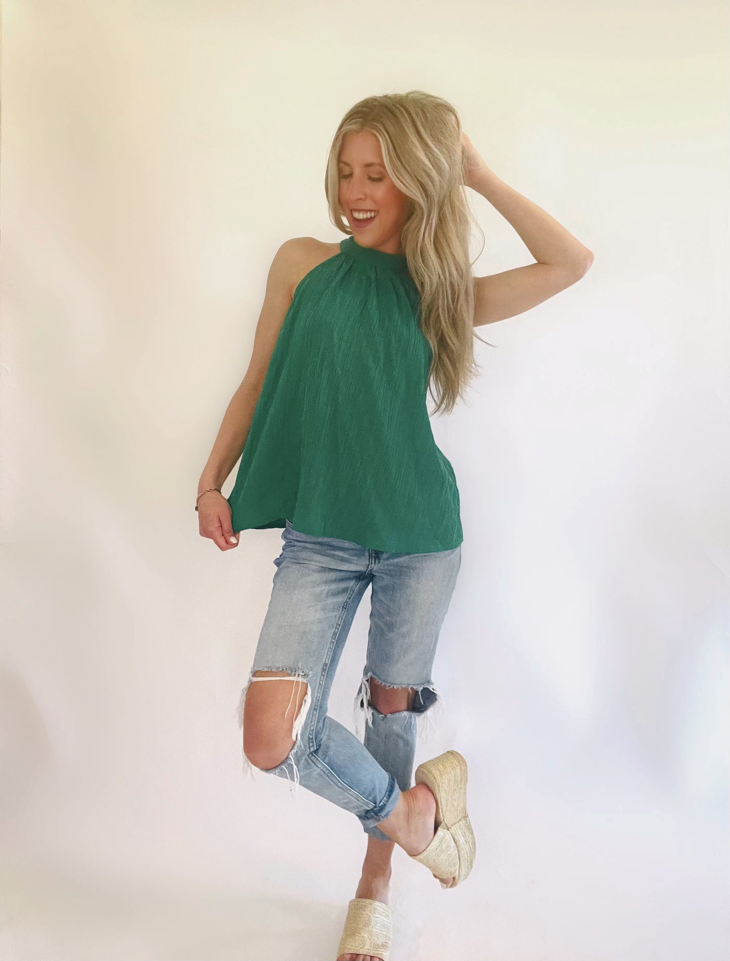 Meadow green halter top